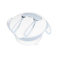KINDERGESCHIRR 4in1 Schüssel-Set blau Deckel, Griffe, rutschfest, Saugknöpfe, 700ml, 700 ml, ab 6 Monate - Blau, Kunststoff (14/19/8cm) - Kikka boo