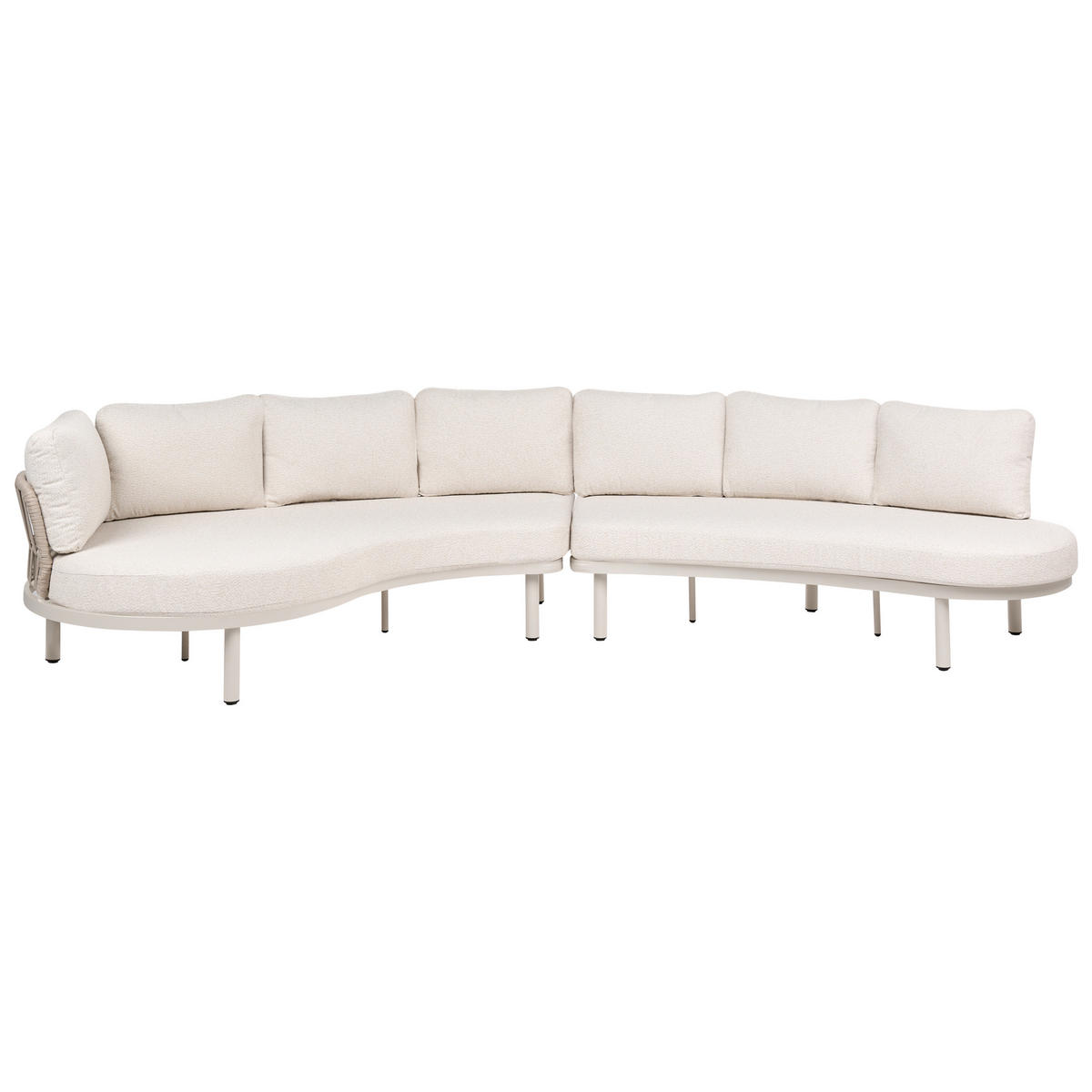 GARTENSOFA 6-Sitzer mit Tischen Metall Hellbeige Oriolo - Beige, Metall (352/84/120cm) - Beliani