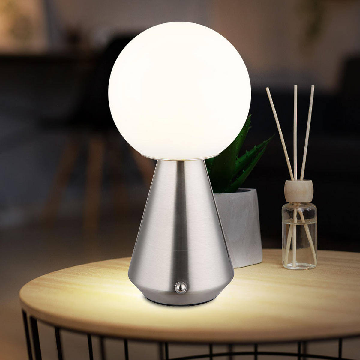 LED TISCHLEUCHTE Silber Opal - Silberfarben, Metall (12/12/23.5cm) - Globo Lighting