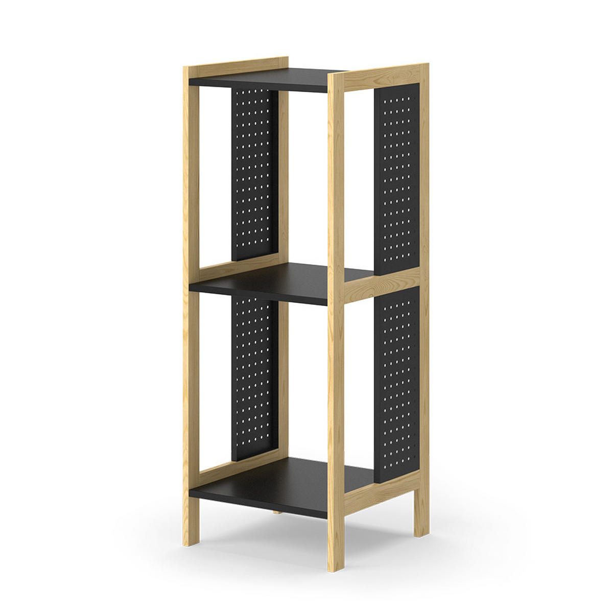 STANDREGAL Elvia Schwarz 40 x 107 cm - Schwarz/Kieferfarben, Holzwerkstoff (40/107/40cm) - Vicco