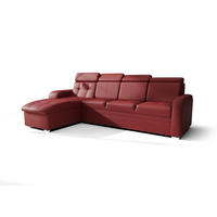 ECKSOFA KONGO RBN10, Eckcouch in L-Form mit Schlaffunktion, Farbe: Rot, Kunstleder, Ottomane Links - Rot, Textil (315/169cm) - O-Sofa