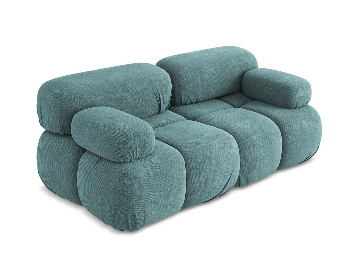 2-SITZER-SOFA Chenille Stoff Blau - Blau/Beige, Kunststoff/Textil (190/70/96cm) - Makamii