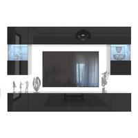 WOHNWAND Milano 1, Schwarz Hochglanz, 300 cm, Grifflos - Schwarz, Holz (300/155/36cm) - B BELINI GROUP