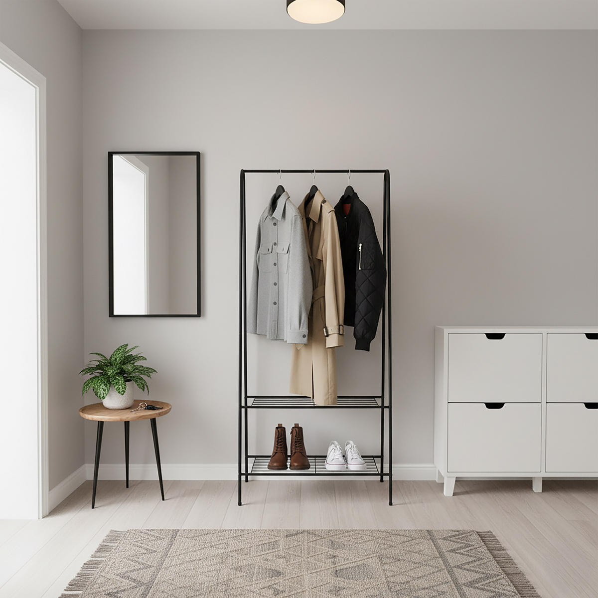 KLEIDERSTÄNDER - Schwarz, Metall (60/151/34.5cm) - Relaxdays