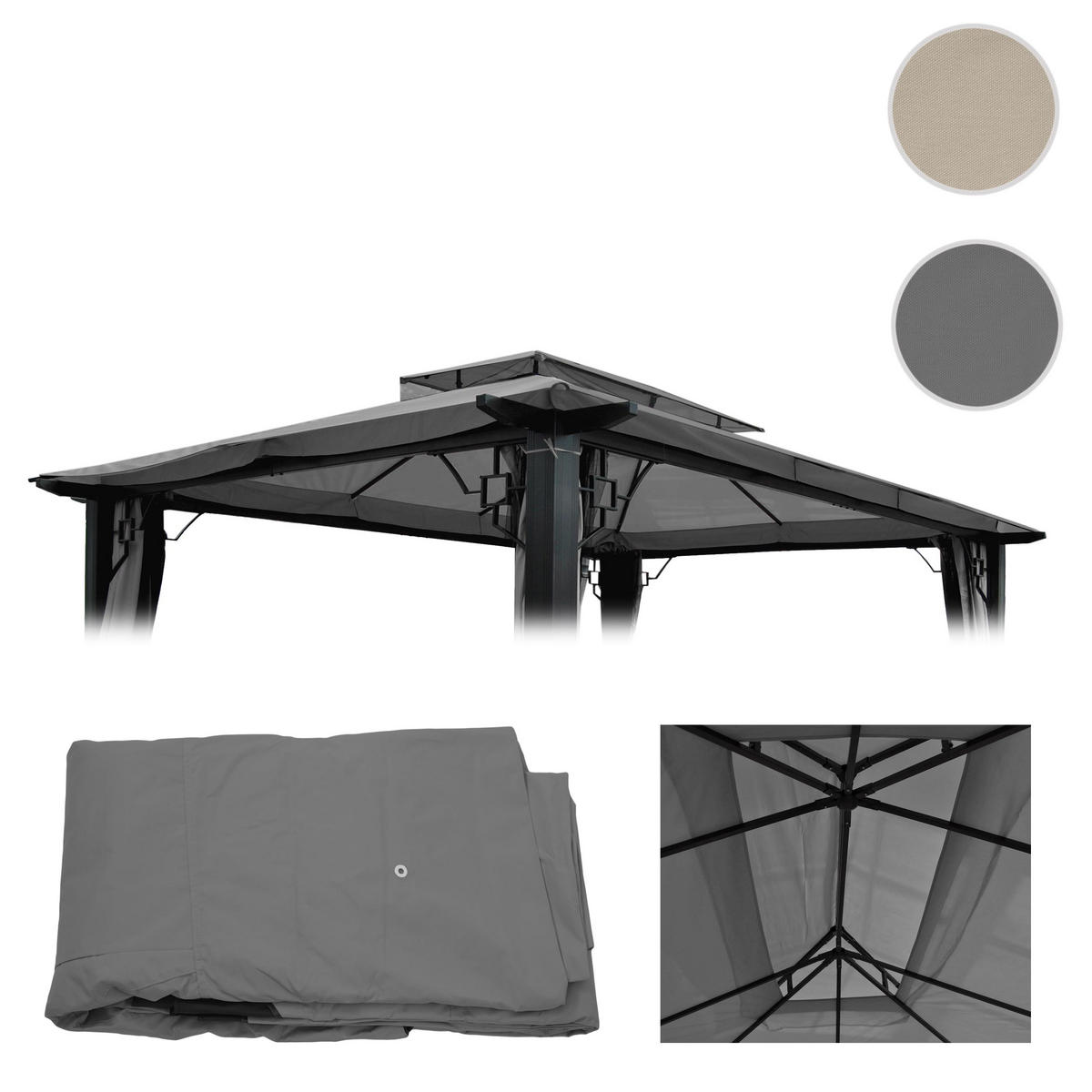 ERSATZDACH Pergola Mira 4,5x3,5m 335x435cm Creme - Creme, Textil (335/1/435cm) - BERLINLODGE