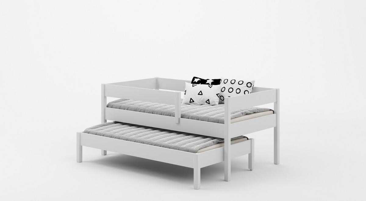 AUSZIEHBETT Junior 140x70 weiß mit Matratzen - Weiß, Holzwerkstoff (70/140cm) - LUKDOM