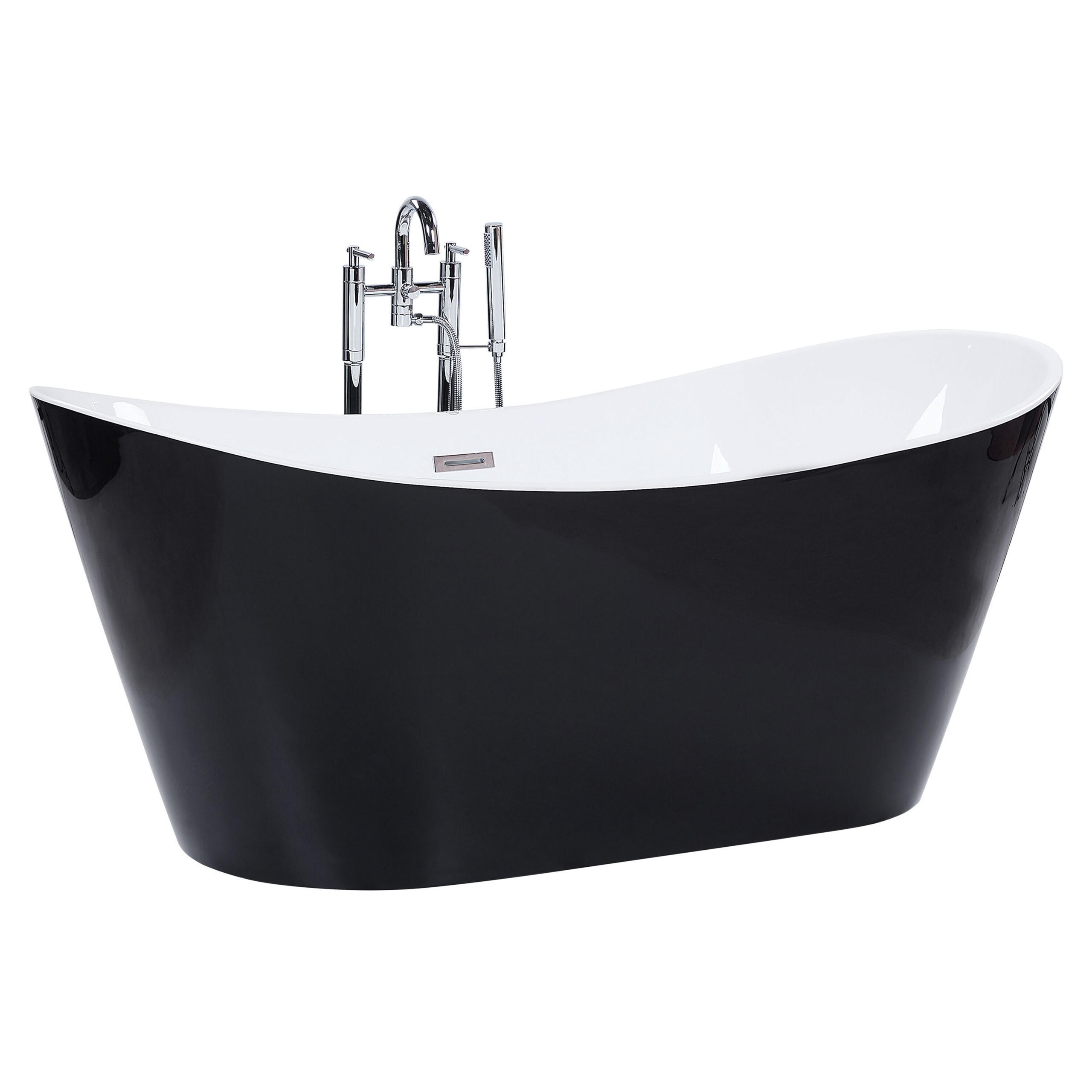 BADEWANNE FREISTEHEND 76x160x72 cm schwarz Antigua - Schwarz, Kunststoff (76/72/160cm) - Beliani