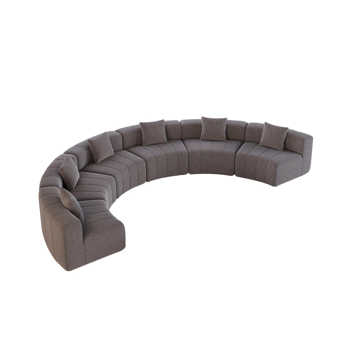 SITZGARNITUR Geschwungen modular 6-Sitzer mit 2 Kissen, DE-42718, Grau - Grau, Textil (444.5/73.6/83.5cm) - ComfortXL