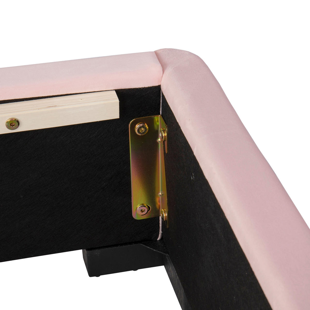 POLSTERBETT 90/200 cm in Pink mit offenem Stauraum, LED und flexibel montierbaren Kopfstützen aus Samt - Schwarz/Rosa, Holzwerkstoff/Textil - STILVORA