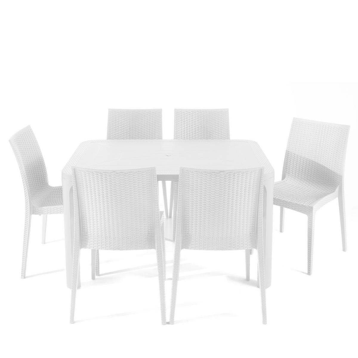 GARTENMÖBEL-SET LEOPSI, ETULI 7-tlg, Weiß - Weiß, Kunststoff - KONSIMO®