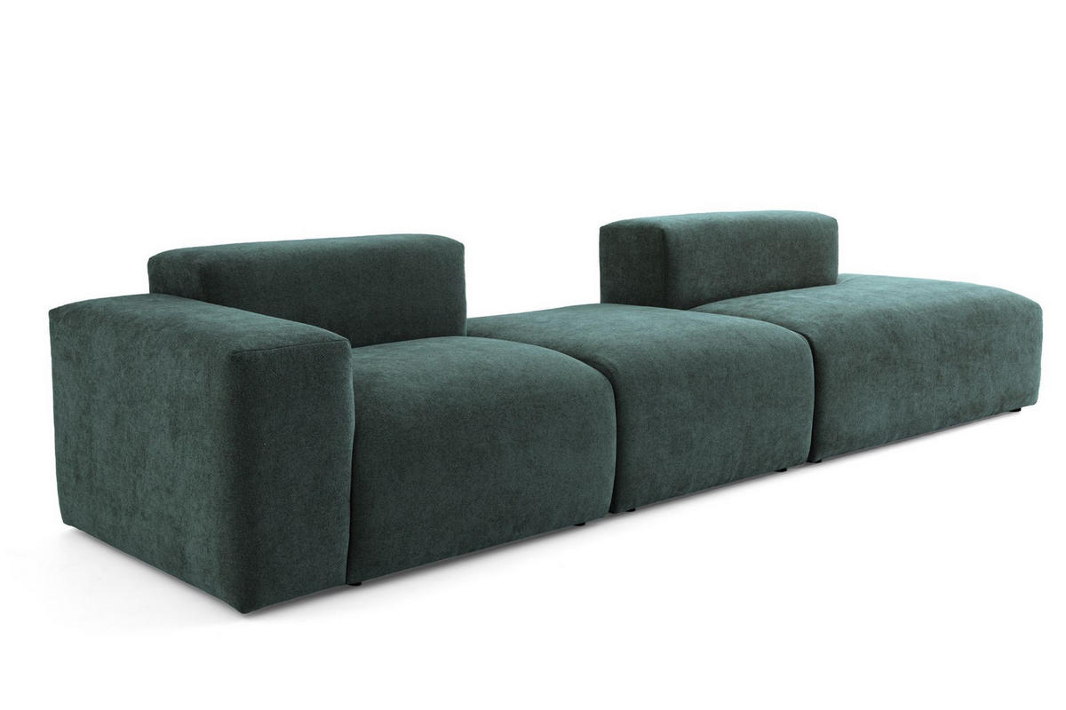 4-SITZER modulares Sofa HEAVEN SET 4 Rechts, Breite 335 cm Webstoff Dunkelgrün - Dunkelgrün/Schwarz, Holz/Kunststoff (102/71/335cm) - Muffo