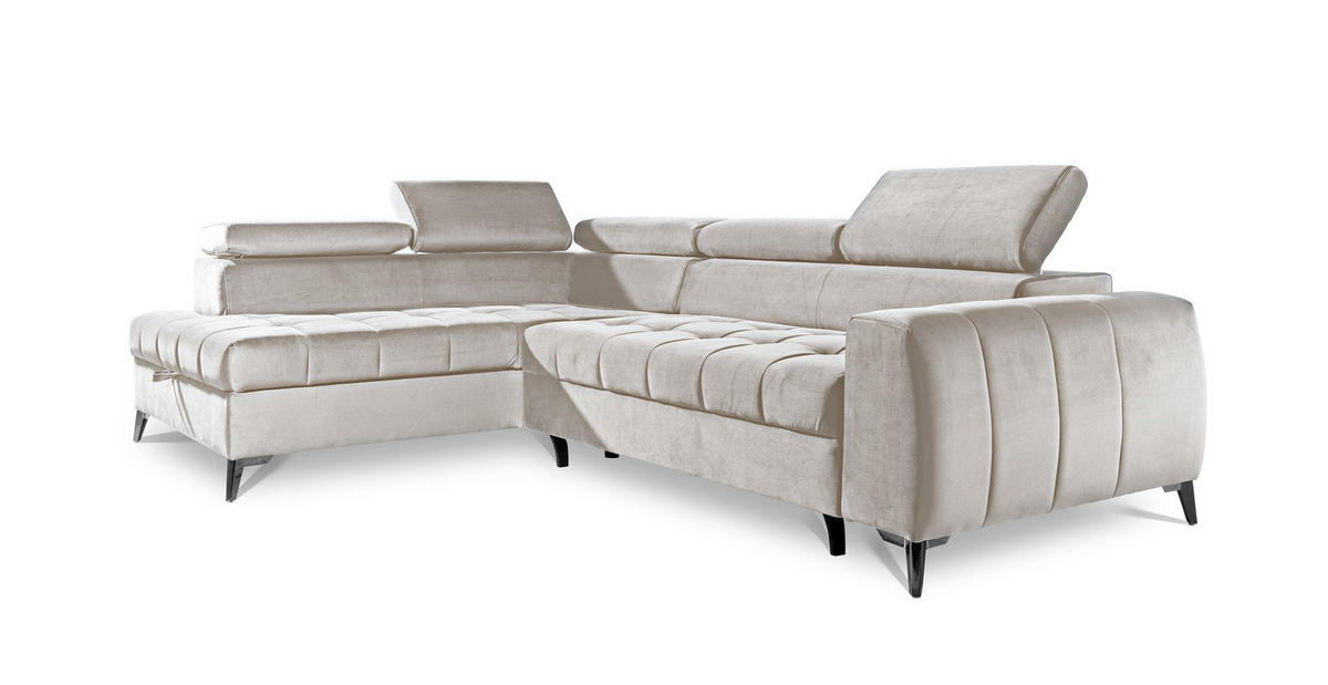 ECKSOFA Schlafsofa Agnesa In Salvador - Creme, Holzwerkstoff/Textil (275/200cm) - Fun Möbel