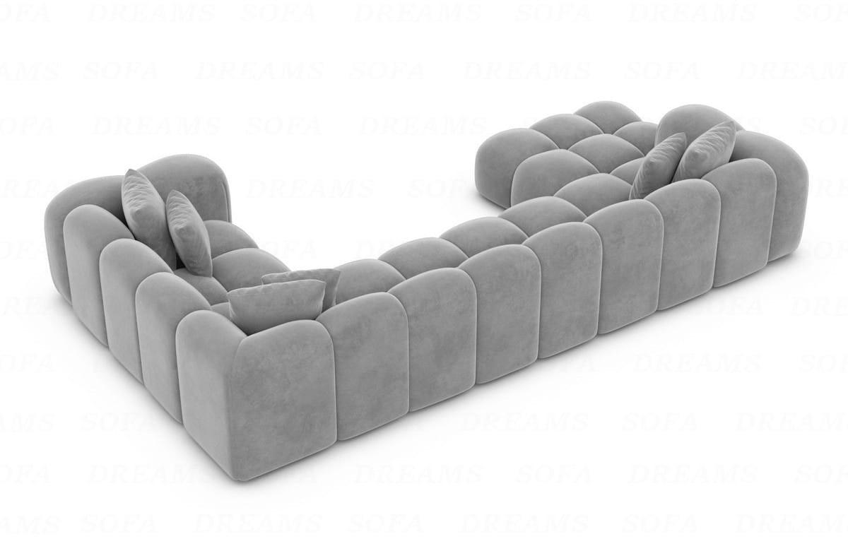 WOHNLANDSCHAFT Cloud Hellgrau Samtstoff - Hellgrau, Kunststoff (314/72/184cm)
