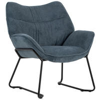 SESSEL Aliano blau - Blau/Schwarz, Textil/Metall (73/76/67cm) - Mr. Deko