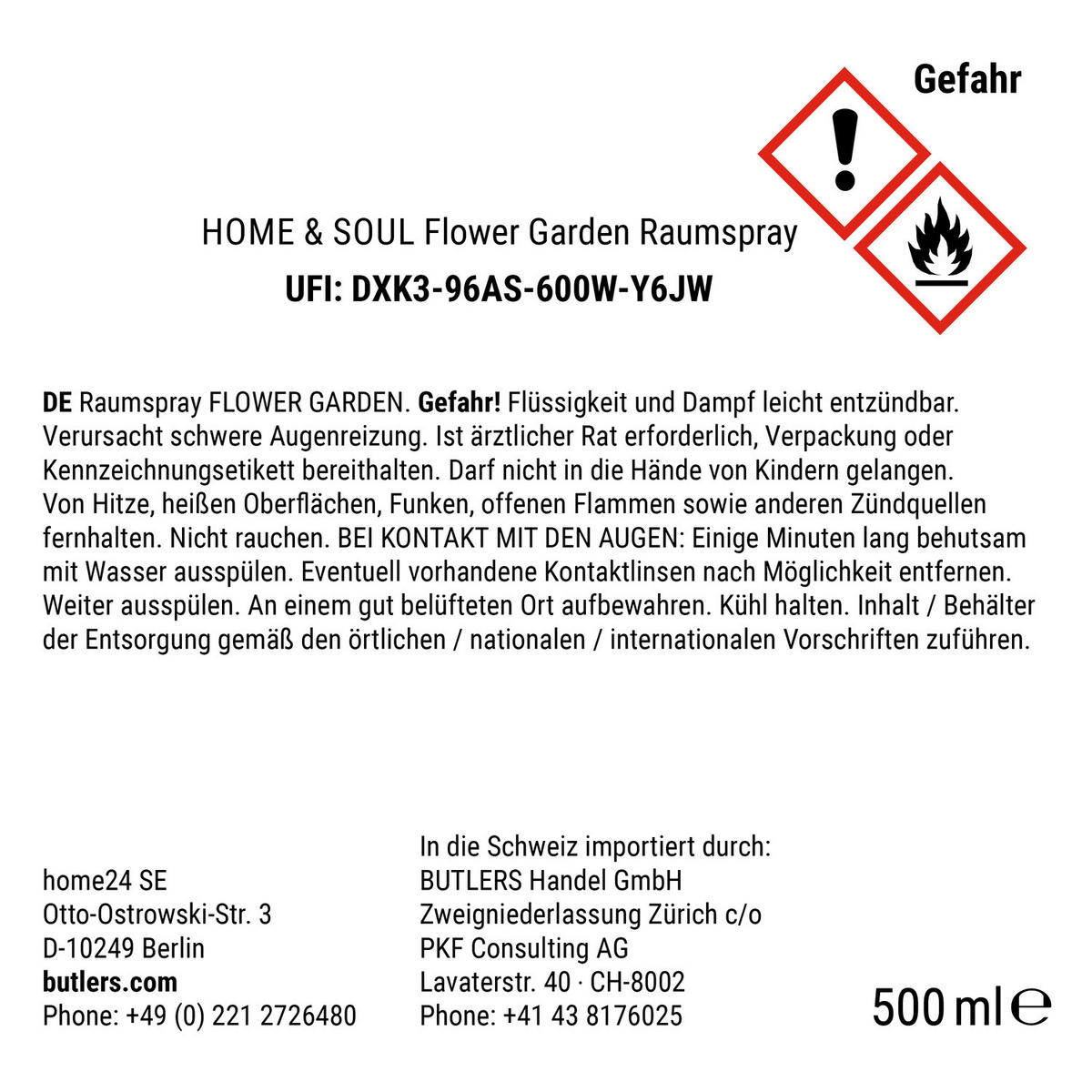 RAMSPRAY Home & Soul Flower Garden - Transparent, Glas (7/21/7cm) - Butlers