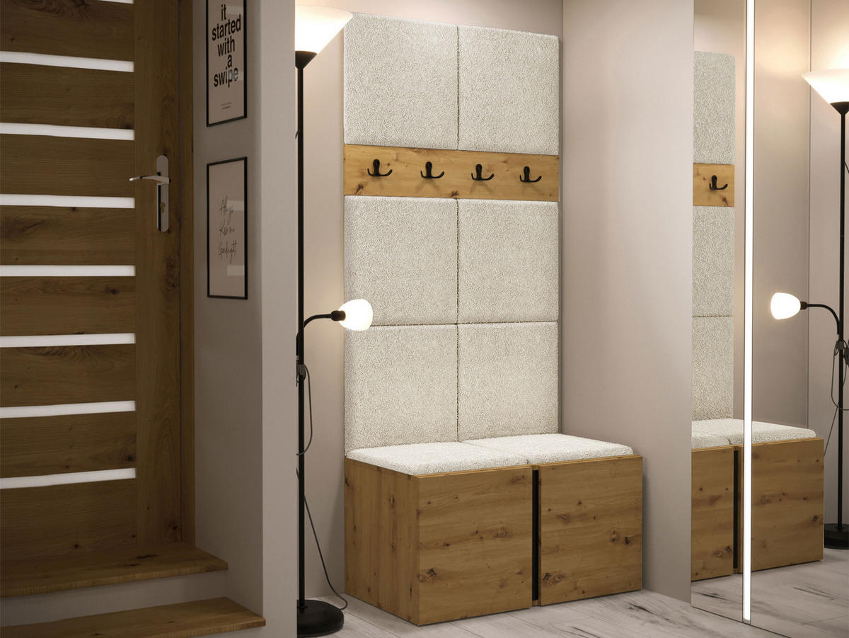 GARDEROBEN-SET Orion IV - Creme/Eiche Artisan, Holzwerkstoff/Kunststoff (84/186/46cm) - MIRJAN24