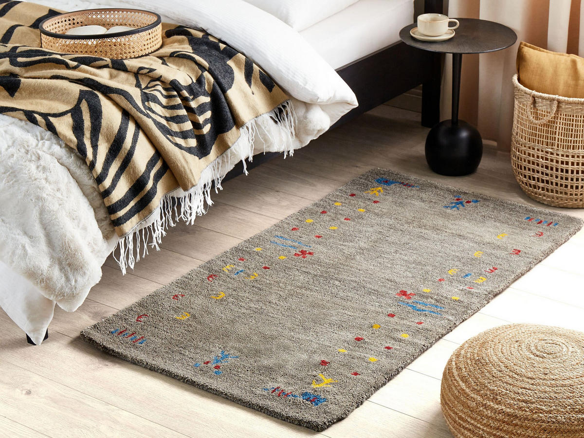 KURZFLOR-GABBEH Seymen 150/80 cm - Grau, Textil (80/150cm) - Beliani