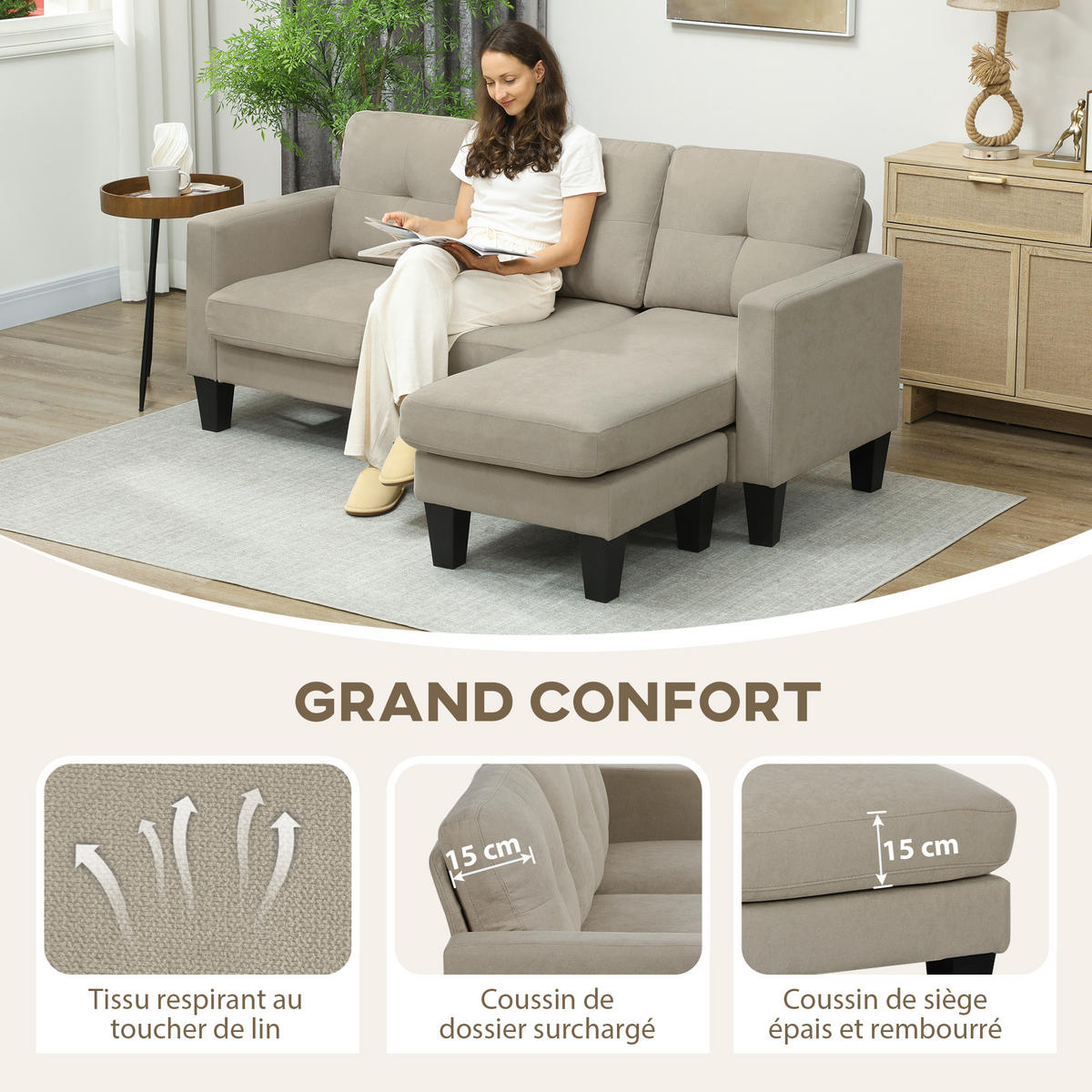 ECKSOFA Beige 186/130/84 cm - Beige, Textil (186/130cm) - PANGIVO