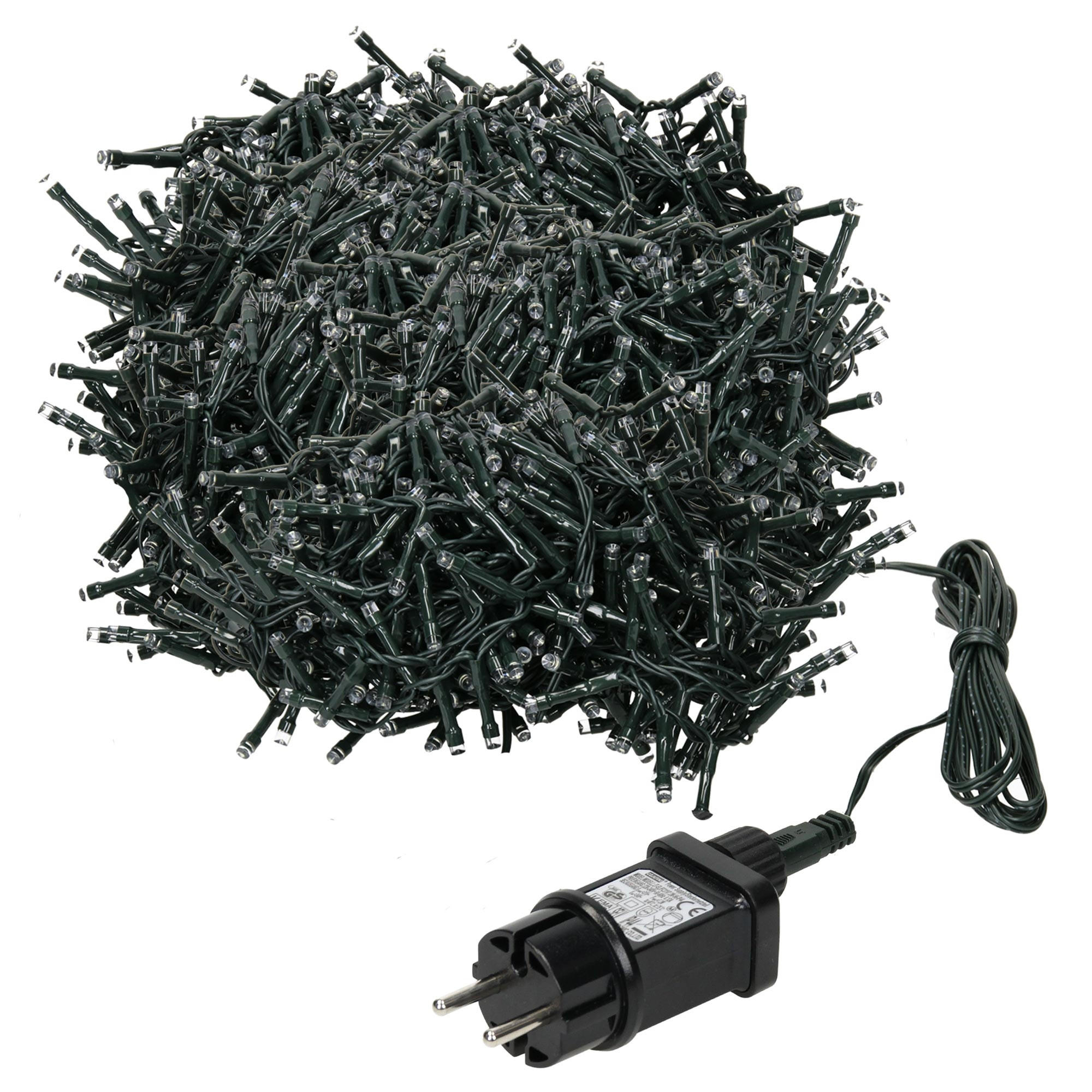 LED LICHTERKETTE Cluster Außen Innen 20 m Weihnachtsbeleuchtung 1000 LED Warmweiß - Schwarz, Kunststoff (2300cm) - ECD-Germany
