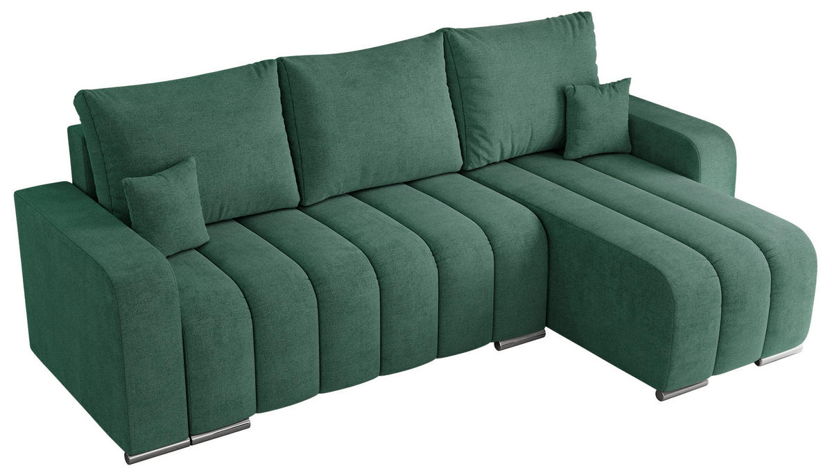 ECKSOFA KIRASSO L Grün Stukture - Grau/Grün, Textil (245/147cm) - MKS