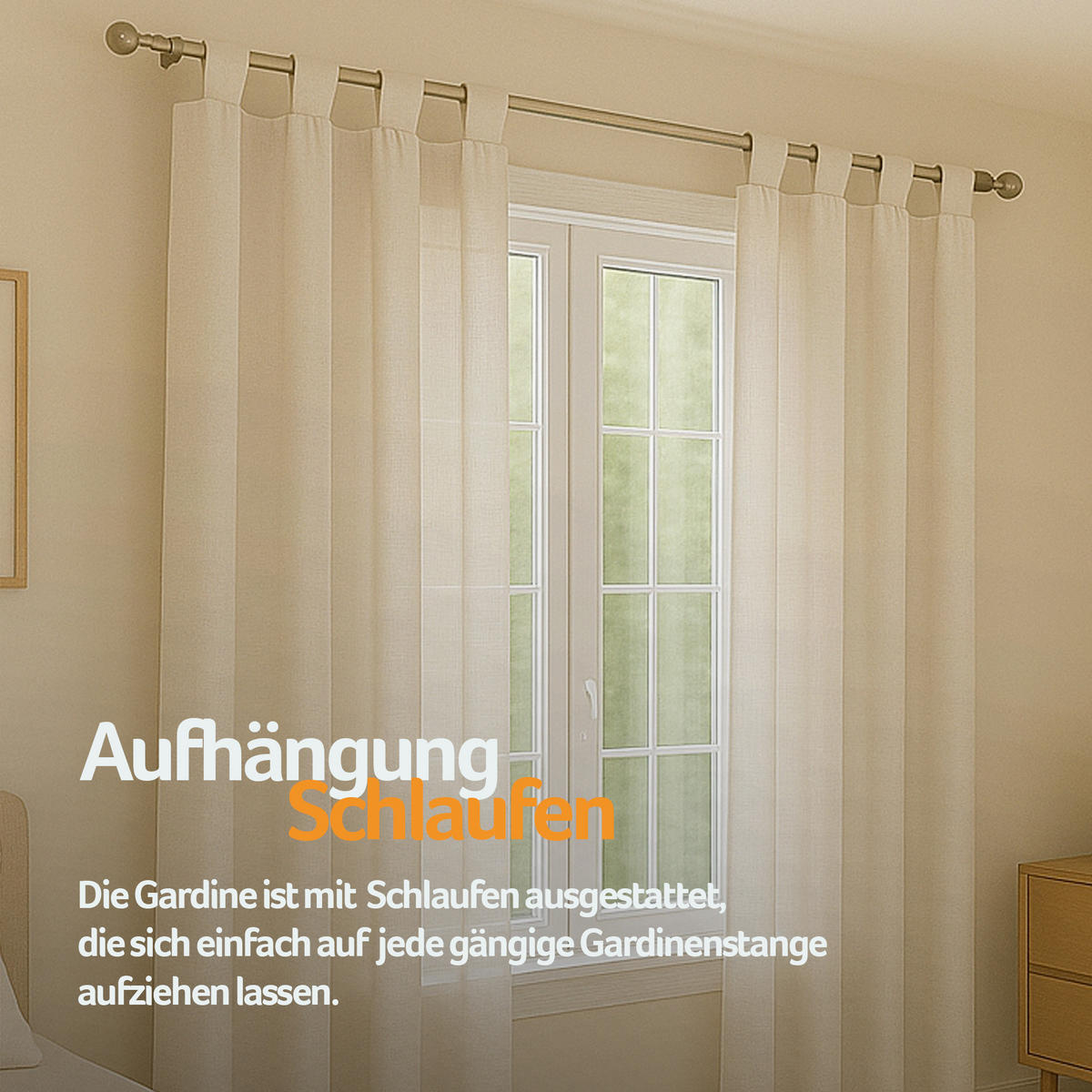 SCHLAUFENSCHAL blickdicht 140x225 cm Weiß 2er-Pack - Weiß, Textil (140/225cm)