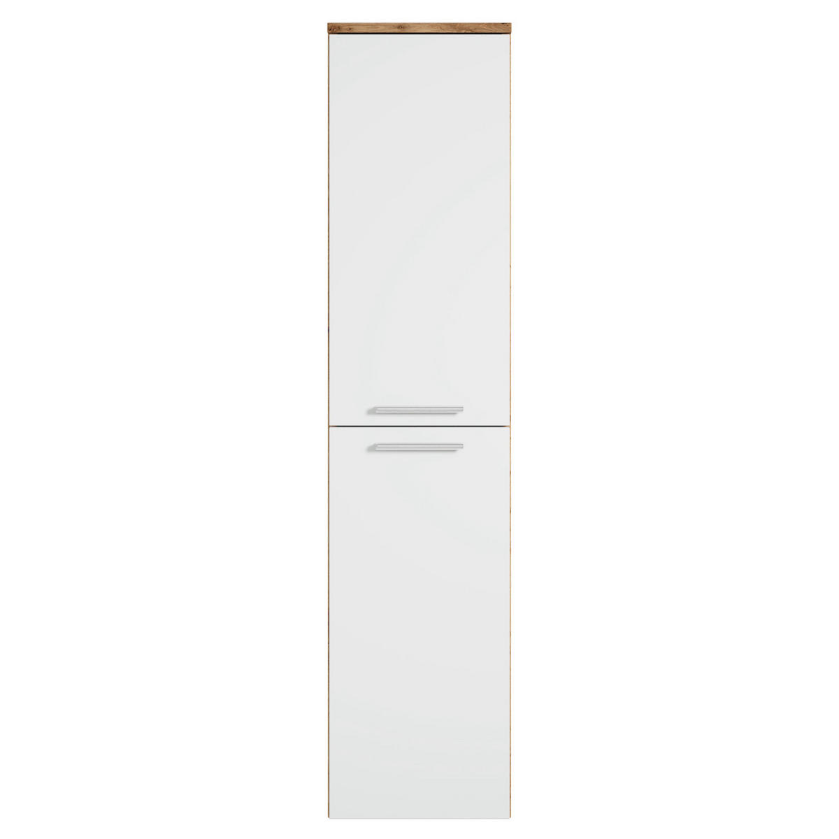 BADEZIMMERSCHRANK Saturnus mit 2 Türen Eiche mit Weiß - 35 x 35 x 130 cm - Eichefarben/Weiß, Holz (35/130/35cm) - Badplaats