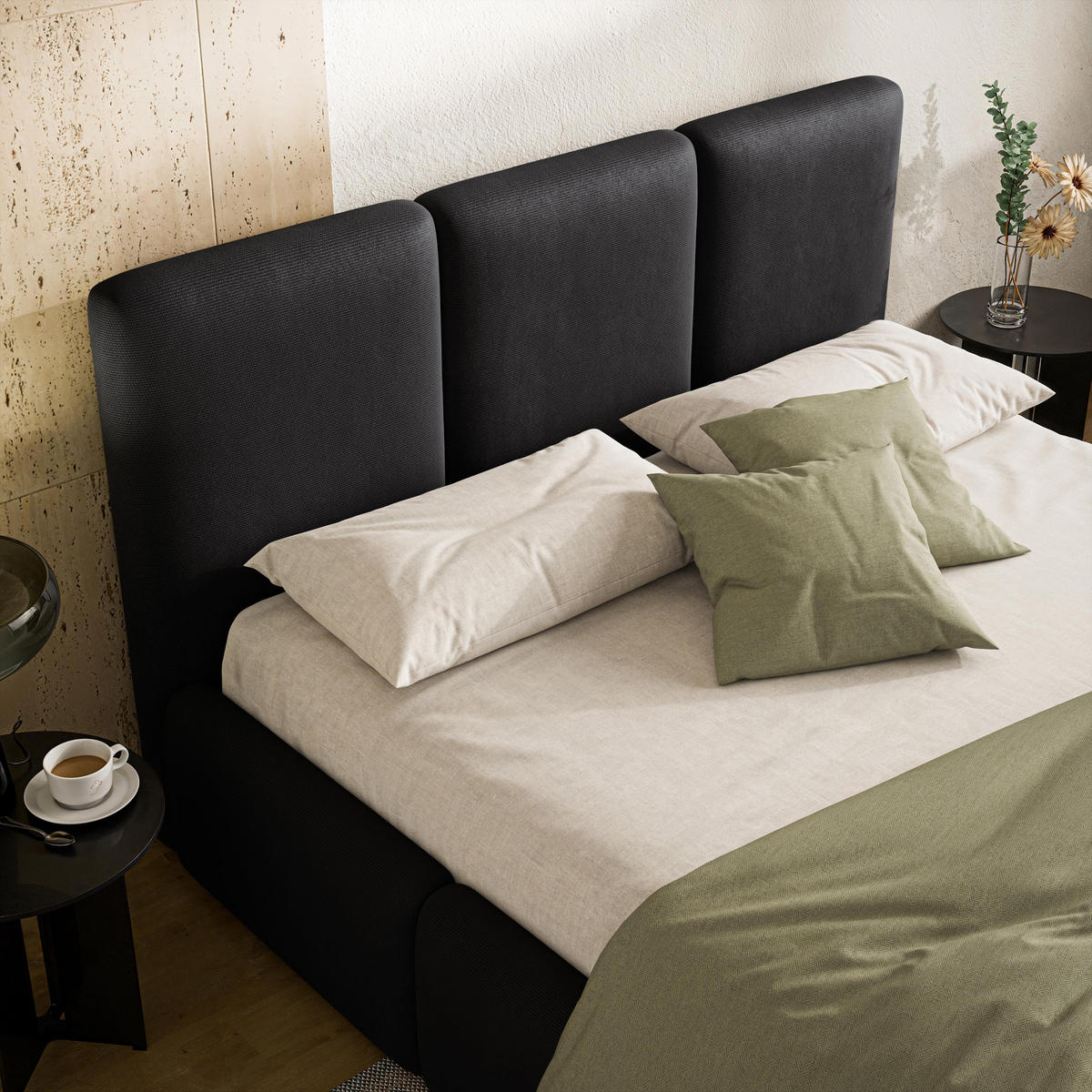 ČALOUNĚNÁ Postel ARSIL 160x200 cm Černá - černá, kompozitní dřevo/textil (160/200cm) - MASSENO