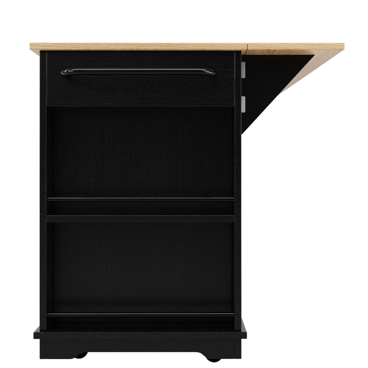 KÜCHENINSEL 151.5x85x91.7cm Schwarz mit Klapptisch & Schubladen - Schwarz, Holzwerkstoff (151.5/91.7/85cm) - Modfu
