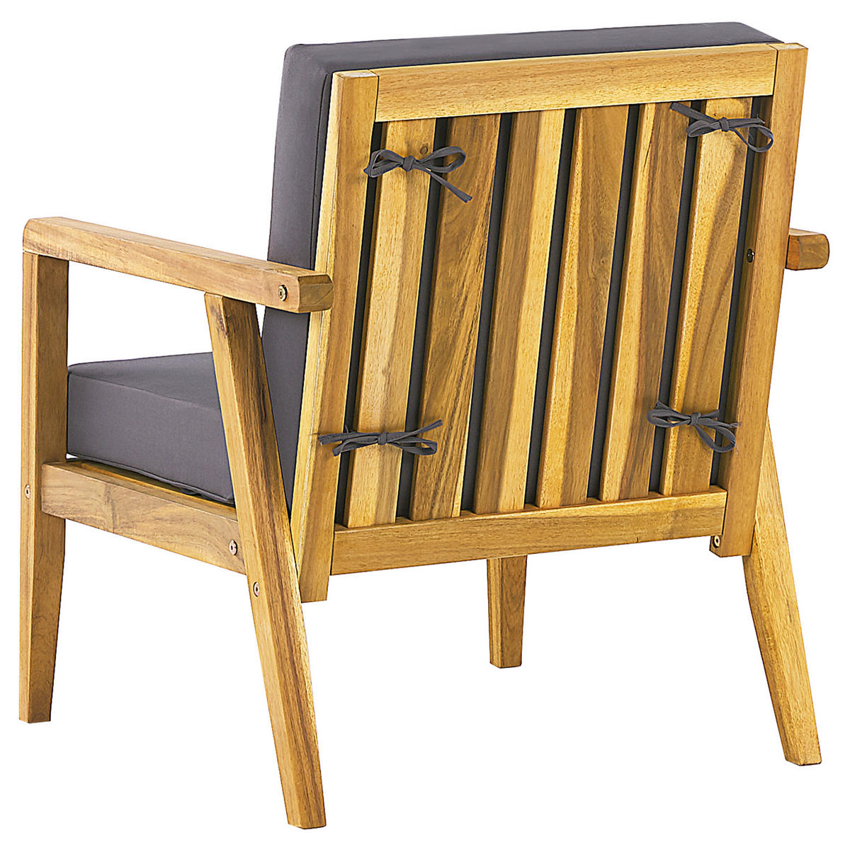 LOUNGE SET 4-Sitzer Hellbraun Auflagen dunkelgrau Pallano - Hellbraun/Dunkelbraun, Holz - Beliani