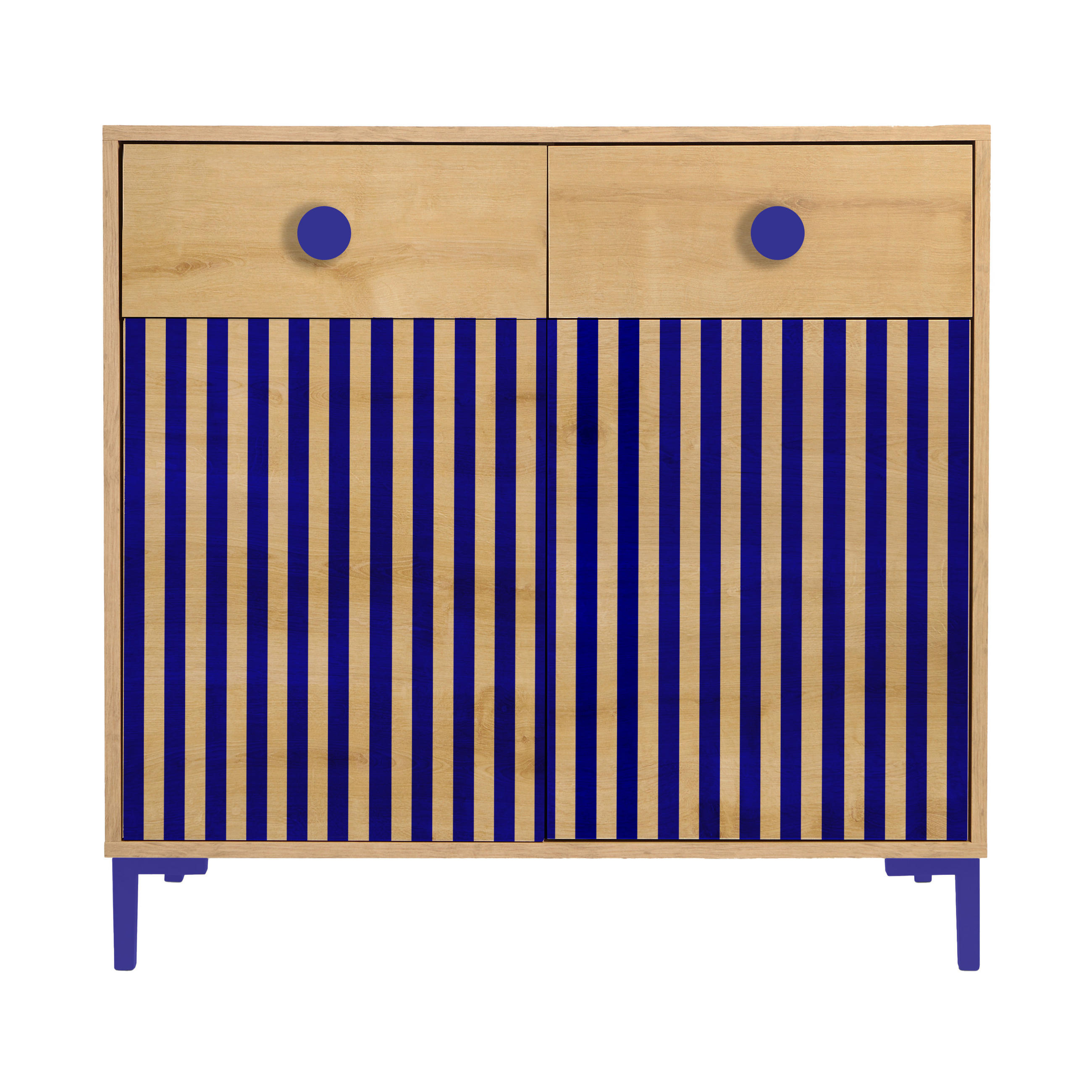 KOMMODE mit 2 Türen und 2 Schubladen ALISE Kids - Blau/Eiche Artisan, Holzwerkstoff (90/85/45cm) - RNT By Really Nice Things