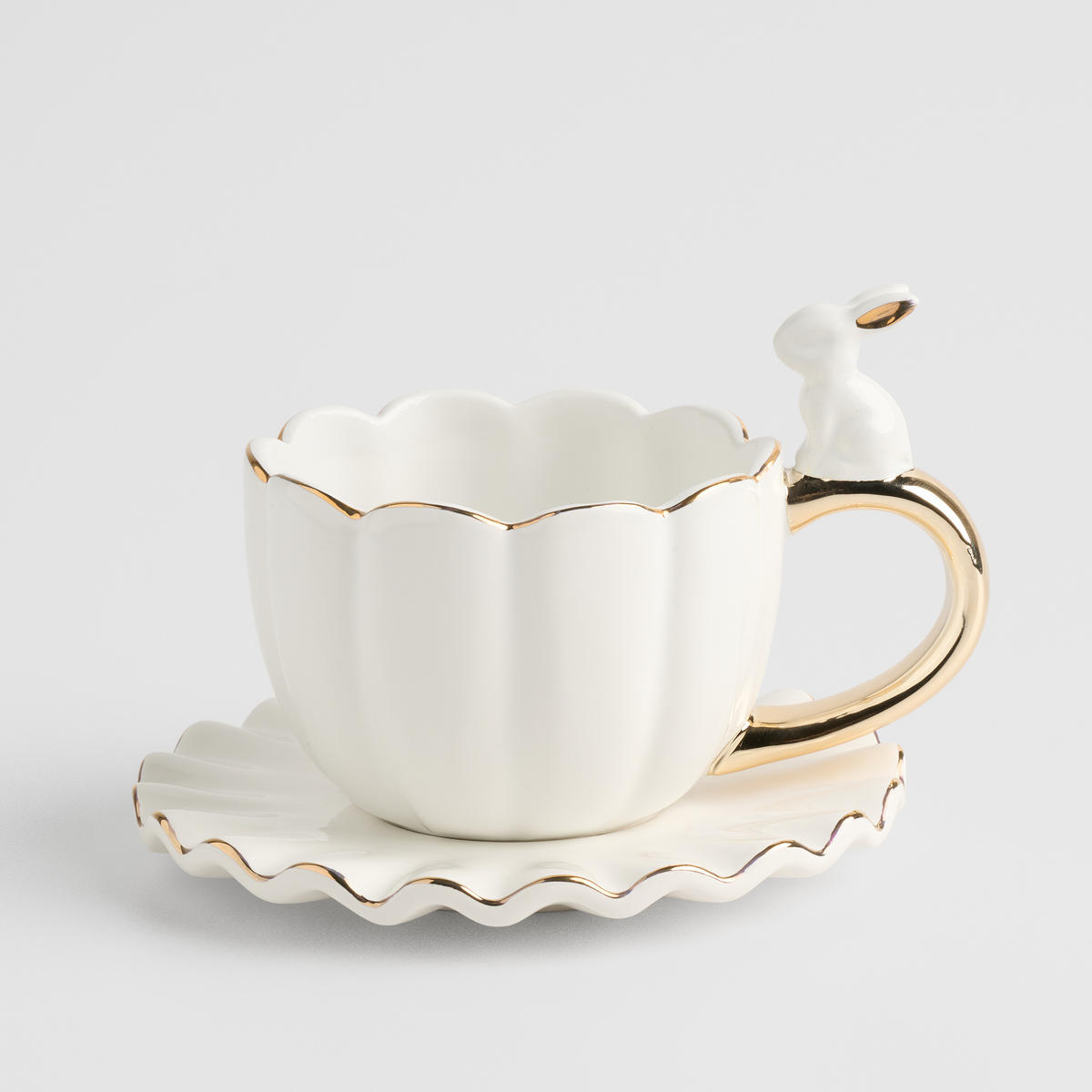 TASSE MIT UNTERTASSE Wonderland - Weiß, Stein (0.28L) - home&you