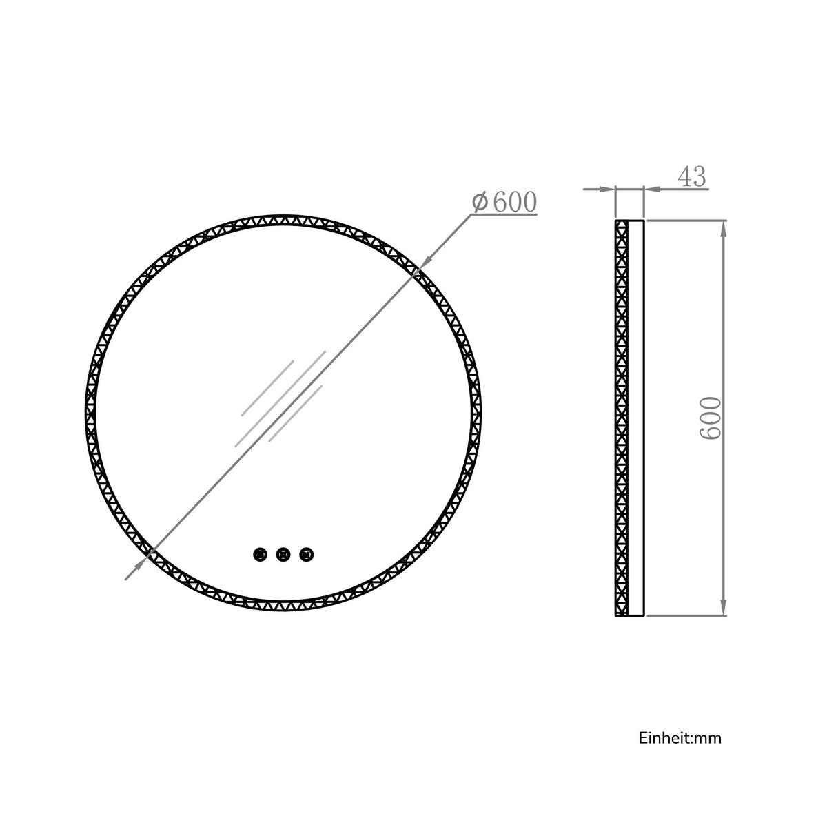 BADSPIEGEL Runder mit Beleuchtung Gold ф60 cm - Goldfarben, Glas (60/4.3/60cm) - EMKE