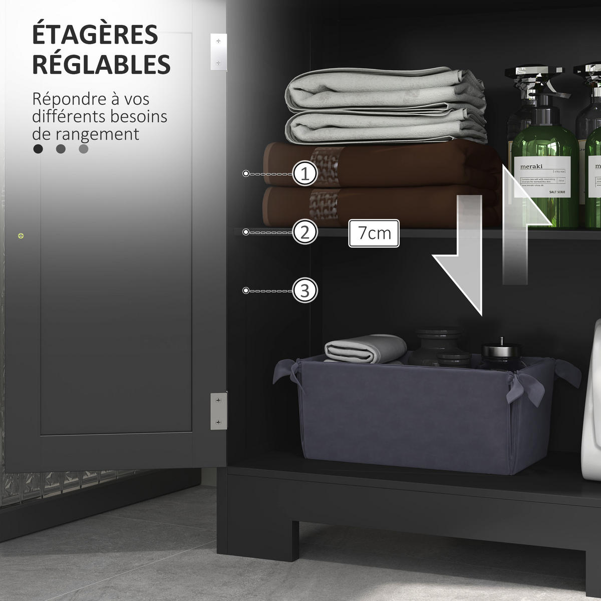 MIDISCHRANK DE-17328 Schwarz - Schwarz, Holzwerkstoff (30/108/60cm) - ComfortXL