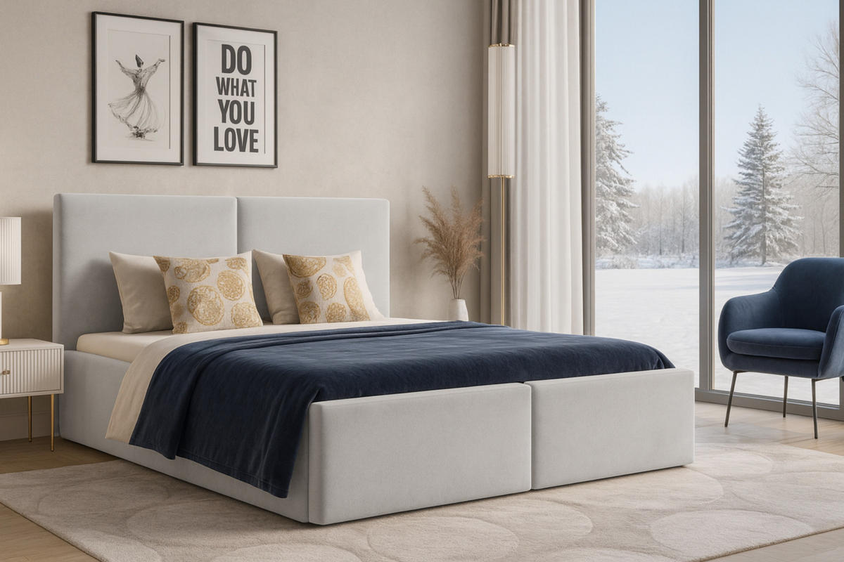 POLSTERBETT BEN 160/200 in Velours Hellgrau - Hellgrau, Holz/Holzwerkstoff (160/200cm) - Deine Möbel 24