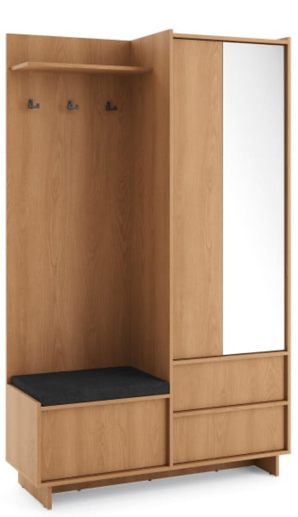 GARDEROBE Eiche Sumi 125x39 cm Mit Spiegel Aus Holzwerkstoff - Eichefarben, Holzwerkstoff (125/201/39cm) - Sepro Meble