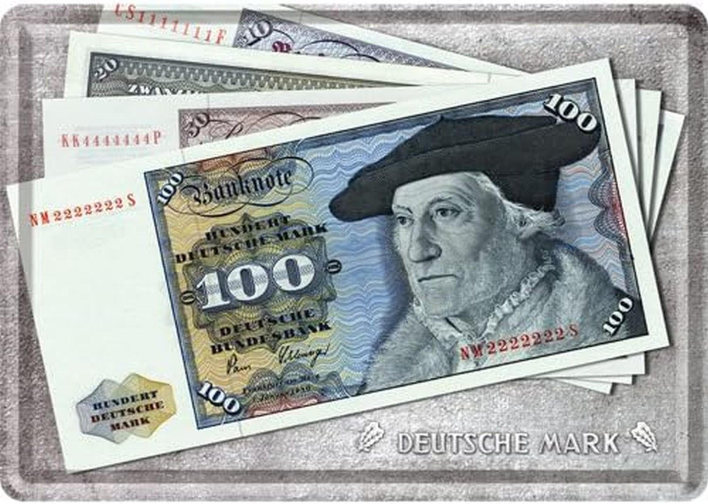 MINIBLECHSCHILD 10/14 cm Deutsche Mark - Multicolor, Metall (14/10/0.1cm) - Nostalgic-Art