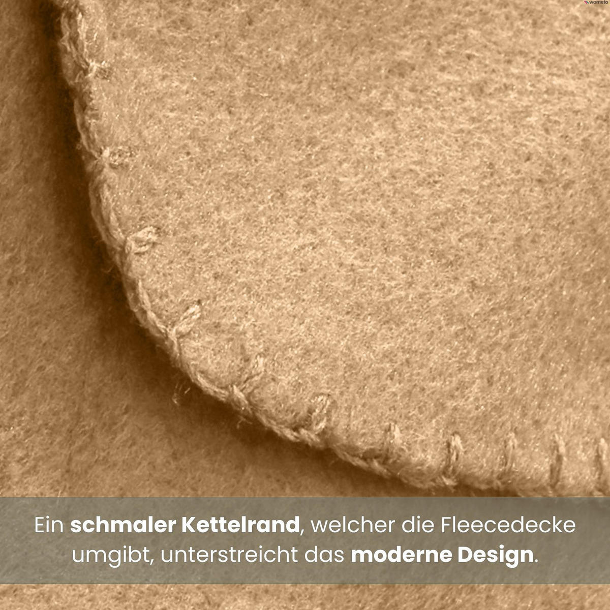 FLEECEDECKE 2er Set beige 130/160 cm Kettelrand Anti-Pilling - Beige, Textil (130/160cm) - wometo