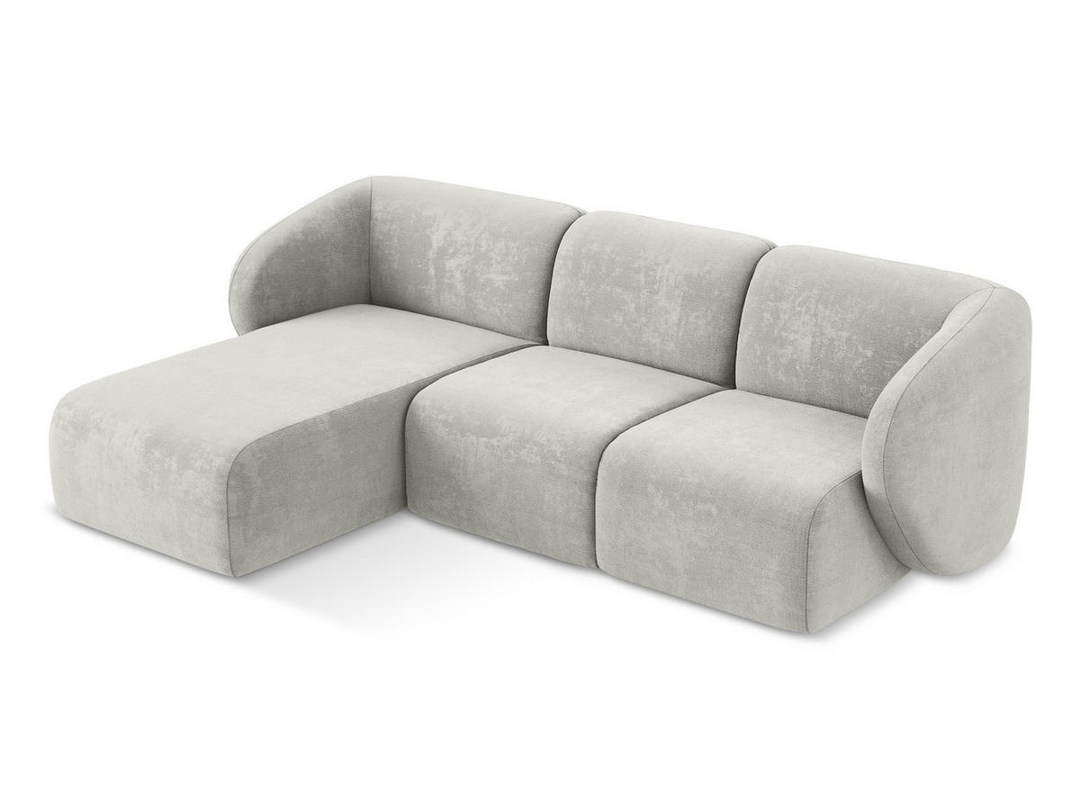 ECKSOFA Links Chenille Stoff Grau - Hellgrau/Schwarz, Holzwerkstoff/Kunststoff (248/166cm) - Makamii