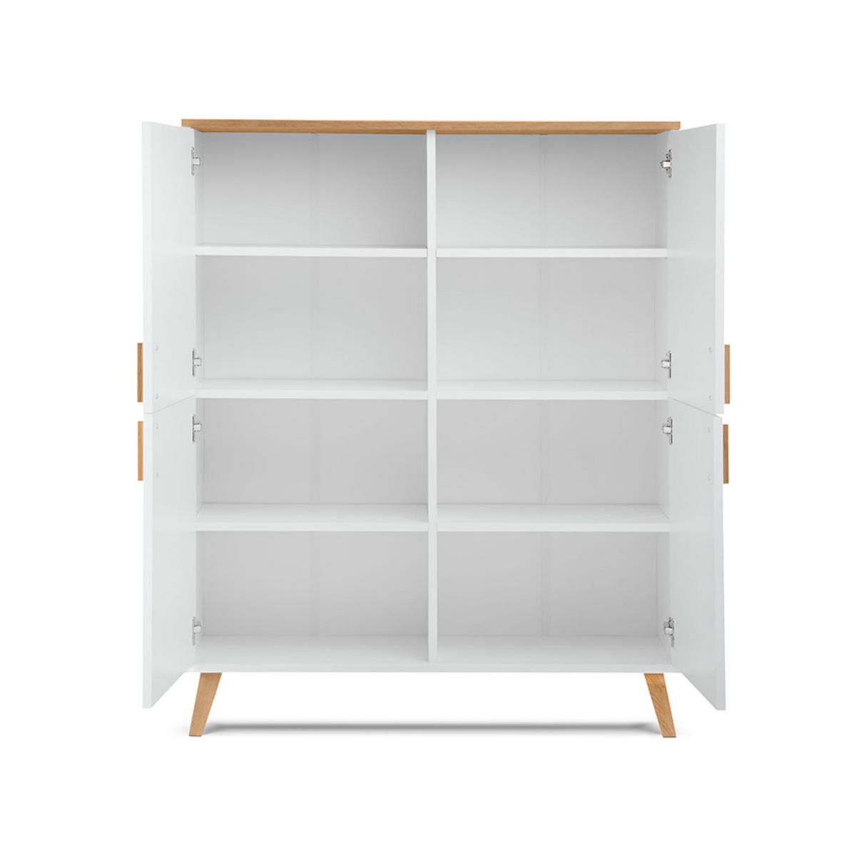 TÜRKOMMODE FRISK 6 Einlegeböden und 4 Türen, weiß - Eichefarben/Weiß, Eichenholz/Holzwerkstoff (107/134/40cm) - KONSIMO®