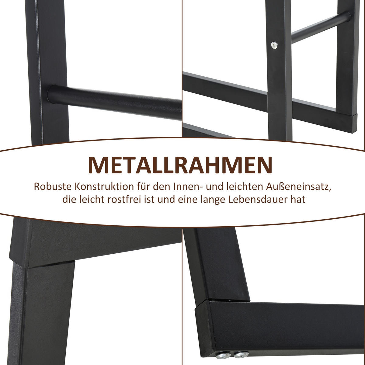 KAMINHOLZREGAL, Stahl, Schwarz, L40 x B25 x H150 cm - Schwarz, Metall (25/150/40cm) - HOMCOM
