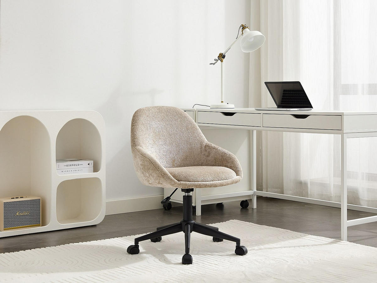 BÜROSTUHL ohne Armlehnen - 55 cm x 59.5 cm - stoff - beige Naody - Beige, Textil/Metall (55/88/59.5cm) - Vente-Unique