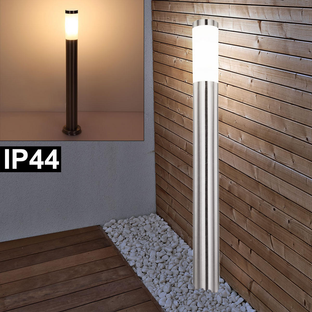 LED SOCKELLEUCHTE Edelstahl Silber - Silberfarben, Metall (11/80/80cm) - Globo Lighting
