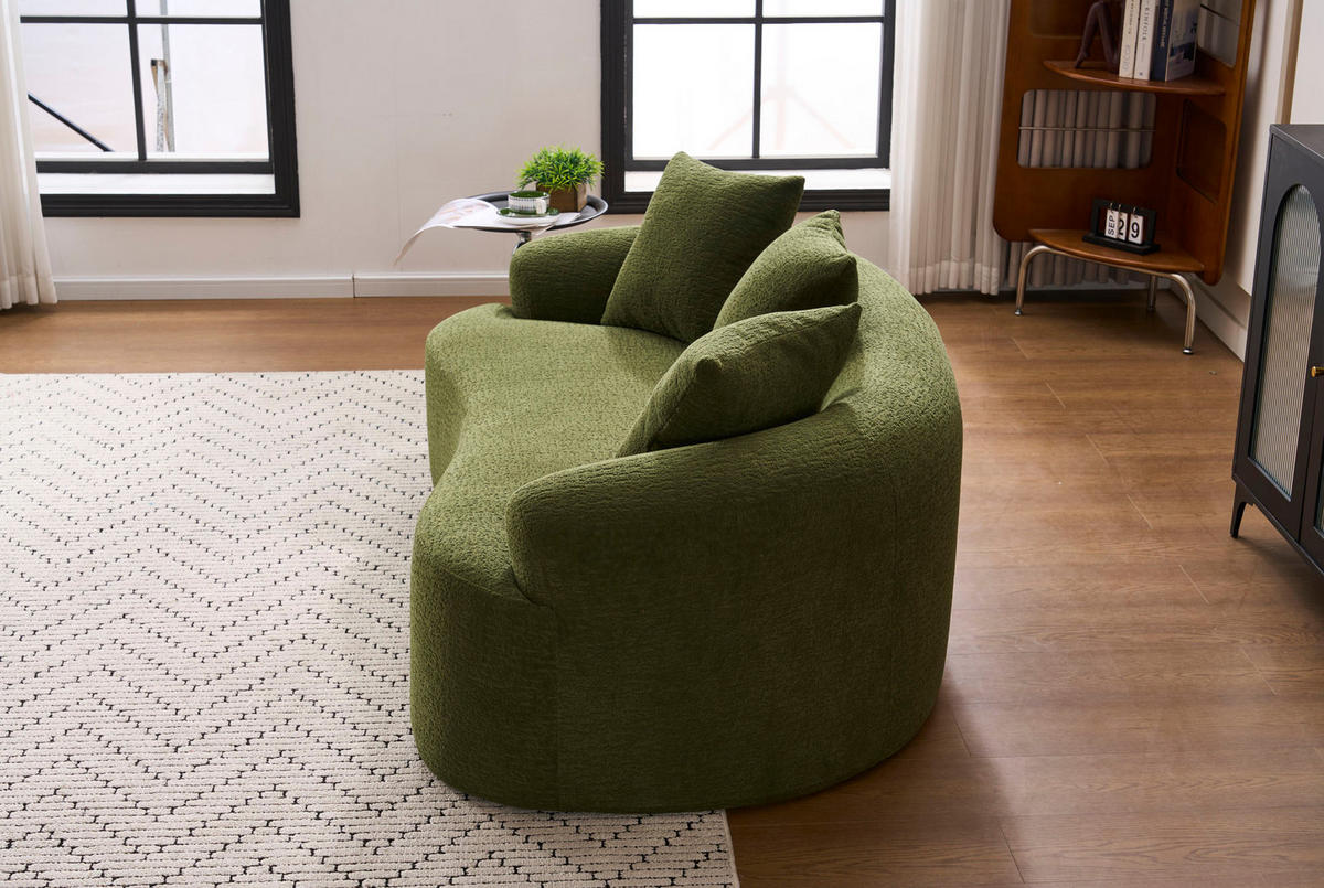 ZWEISITZER-SOFA mit tiefer Sitzfläche Chenille Grün - Grün, Kunststoff (153/63/94cm) - Meubliv
