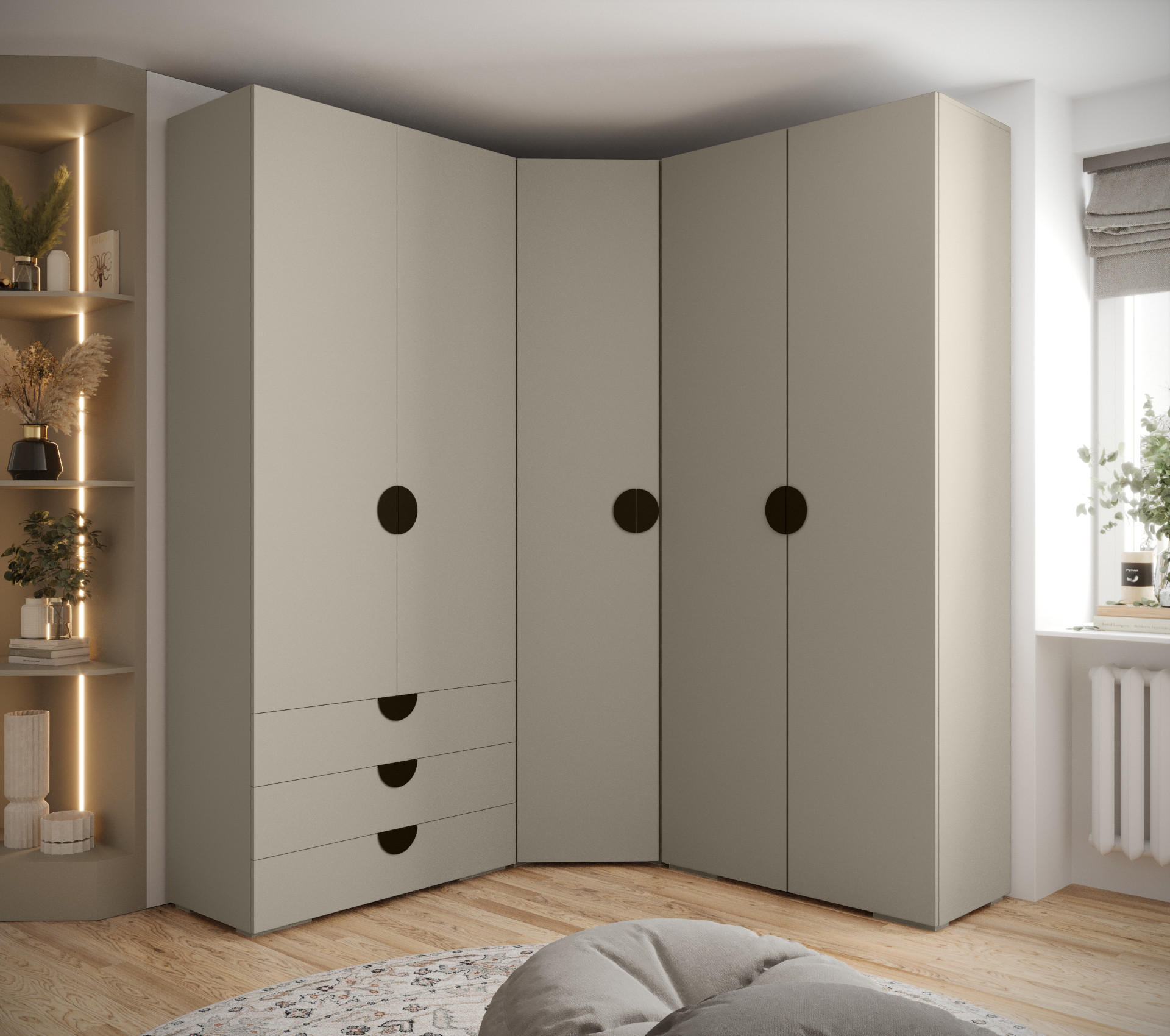 GARDEROBEN-SET 236,7/181,7/47 - Kaschmir/Schwarz, Holz/Kunststoff (181.7/236.7/47cm) - Abiks Möbel