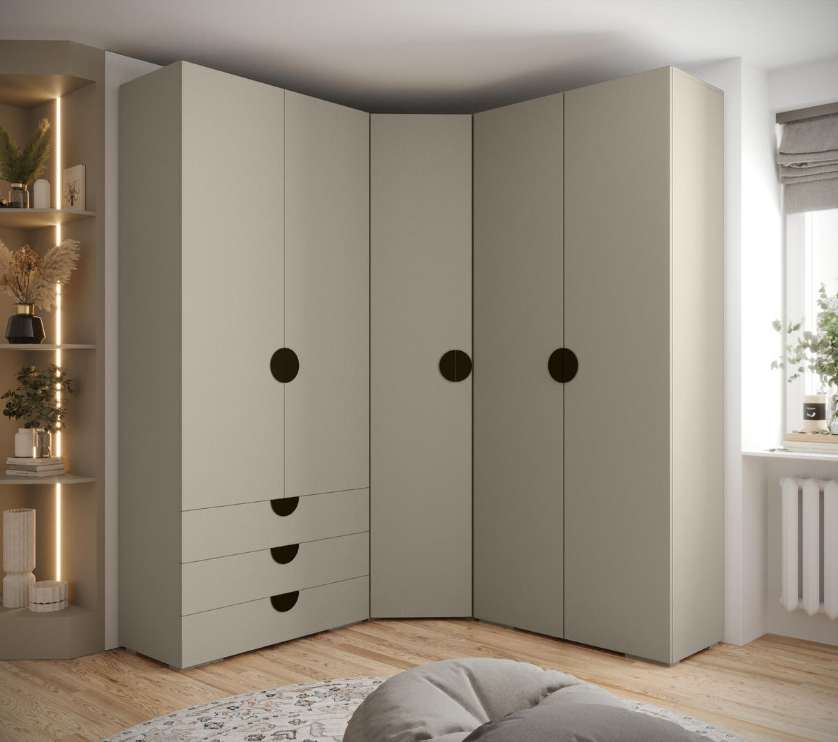GARDEROBEN-SET 236,7/181,7/47 - Kaschmir/Schwarz, Holz/Kunststoff (181.7/236.7/47cm) - Abiks Möbel