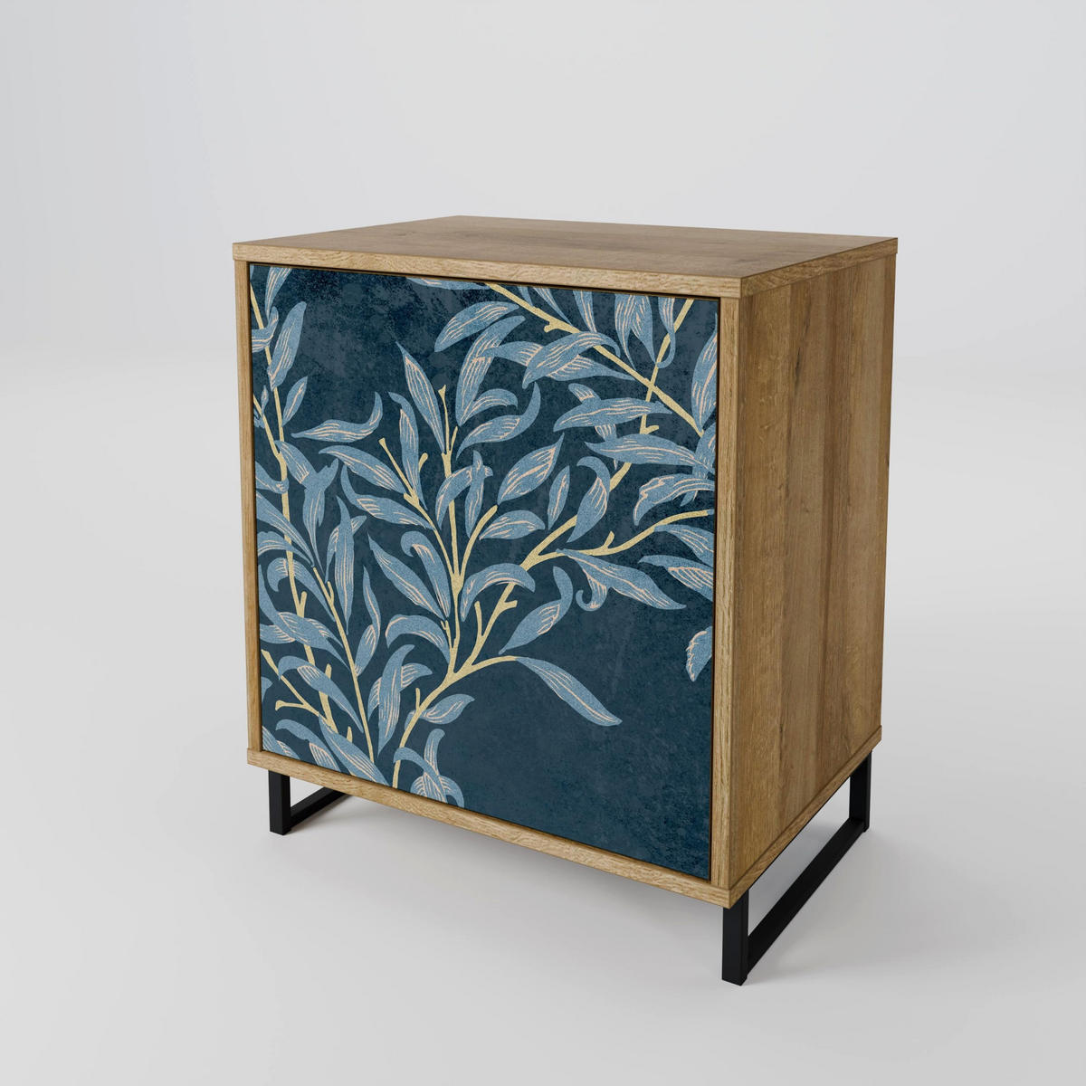 SIDEBOARD BLUE LEAVES, Eichefarben, 57,5x42x57,5 cm, Ohne Füße - Eichefarben/Multicolor, Holzwerkstoff (57.5/57.5/42cm) - SpaceRebels