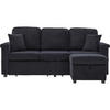 ECKSOFA Corduroy mit LED und USB-Anschluss Stauraum-Schubladen 194/73/81 cm Schwarz - Schwarz, Textil (73/194cm) - Redom