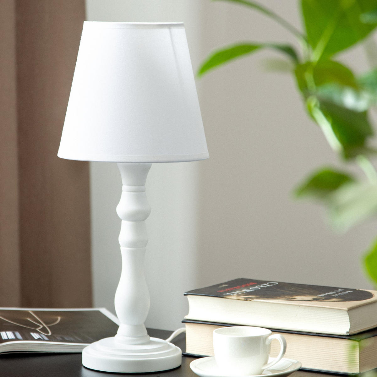 TISCHLAMPE GITTA 2-er Set, Weiß - Weiß, Keramik/Textil (18/18/42cm) - KONSIMO®