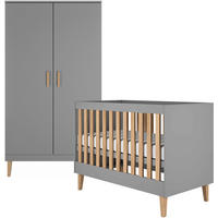 BABYZIMMER 2-teilig Kubi Grau - Grau, Holzwerkstoff (66/90/124cm) - Petits-meubles