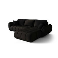 ECKSOFA SYDNEY PREMIUM rechts schwarz Velours Monolith 97 - Schlaffunktion, Bettkasten - Schwarz, Textil (280/185cm) - Cornero